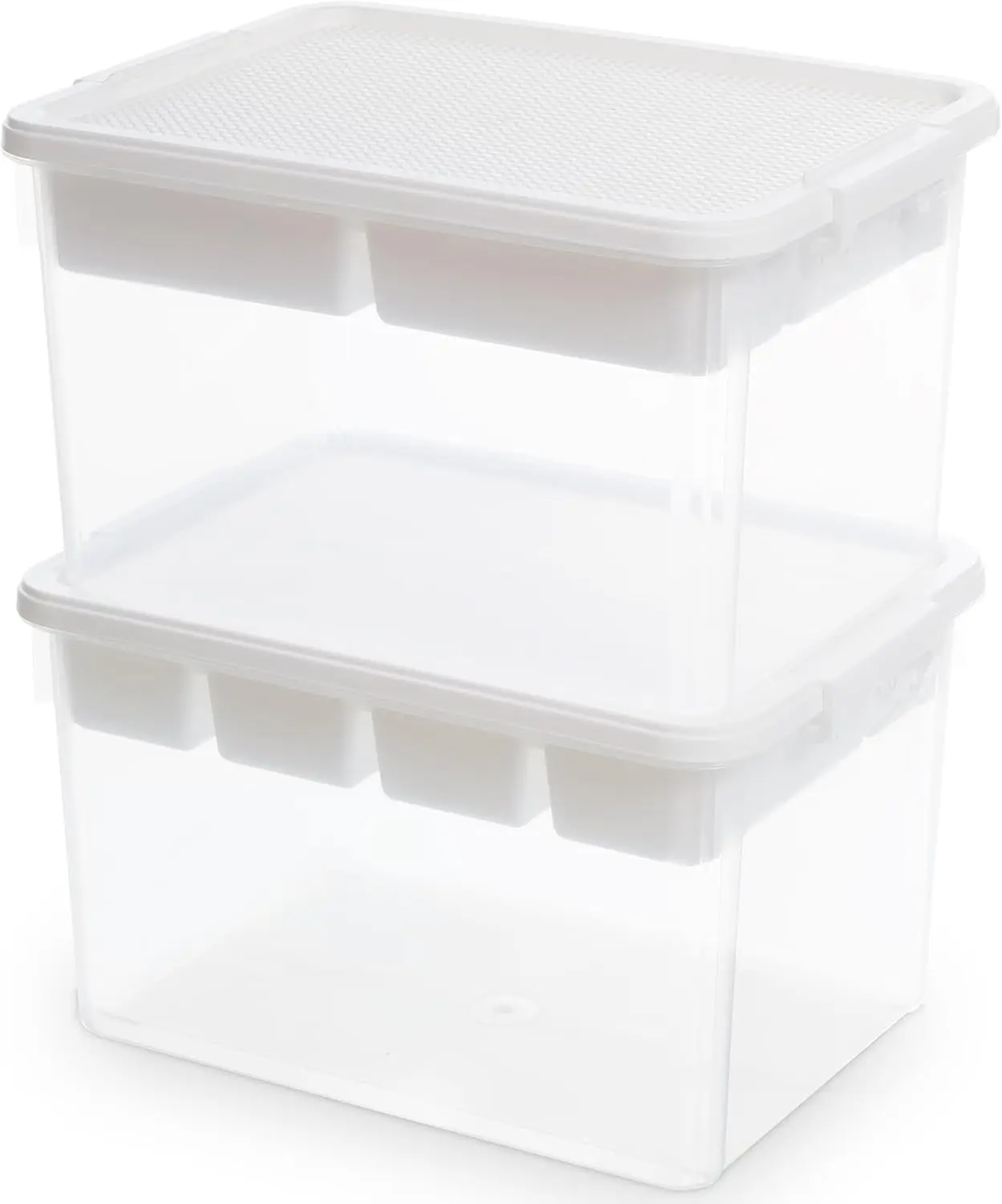 32 QT stackable toy storage, with building bottom cover and detachable tray toolbox storage box, 2 packs