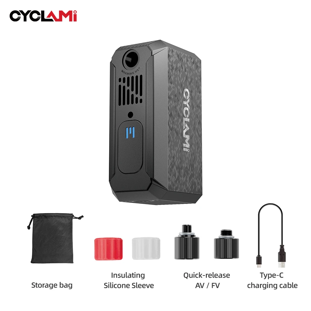 CYCLAMI AM6 Mini Tragbare Fahrradpumpe 130 PSI Wiederaufladbarer Luftkompressor Typ-C Fahrradzubehör für Schrader- und Presta-Reifen