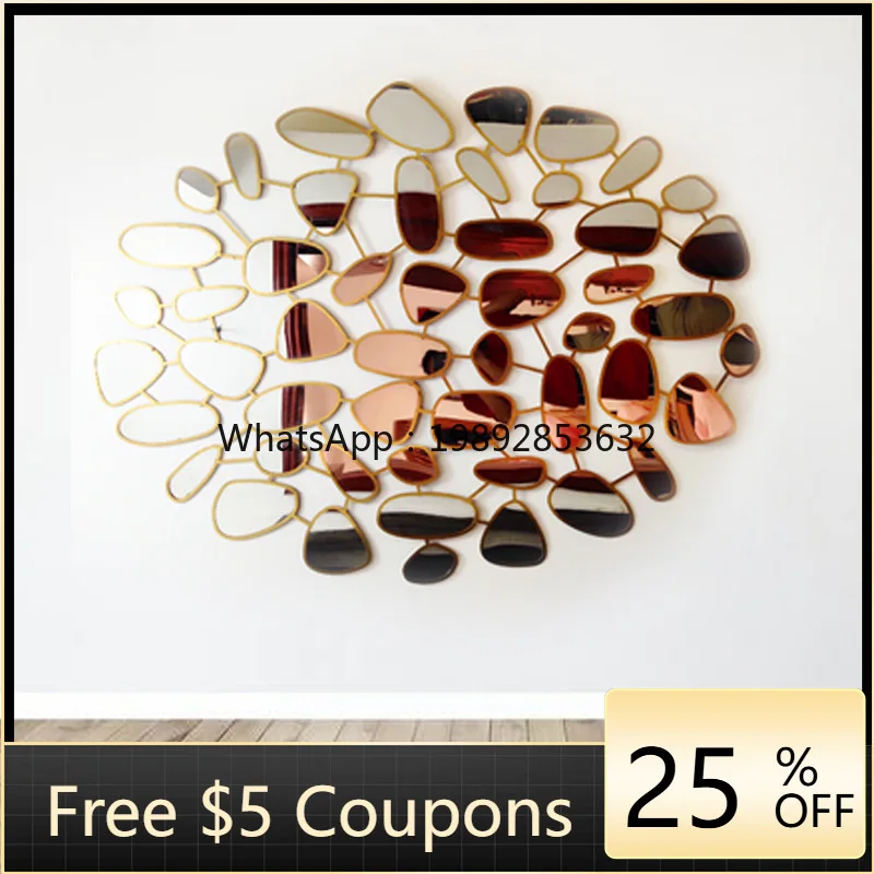 

LYY Creative Metal Stainless Steel Electroplated Titanium Creative Decorative Wall Mirror Hotel Office Space Wall Art Decoration