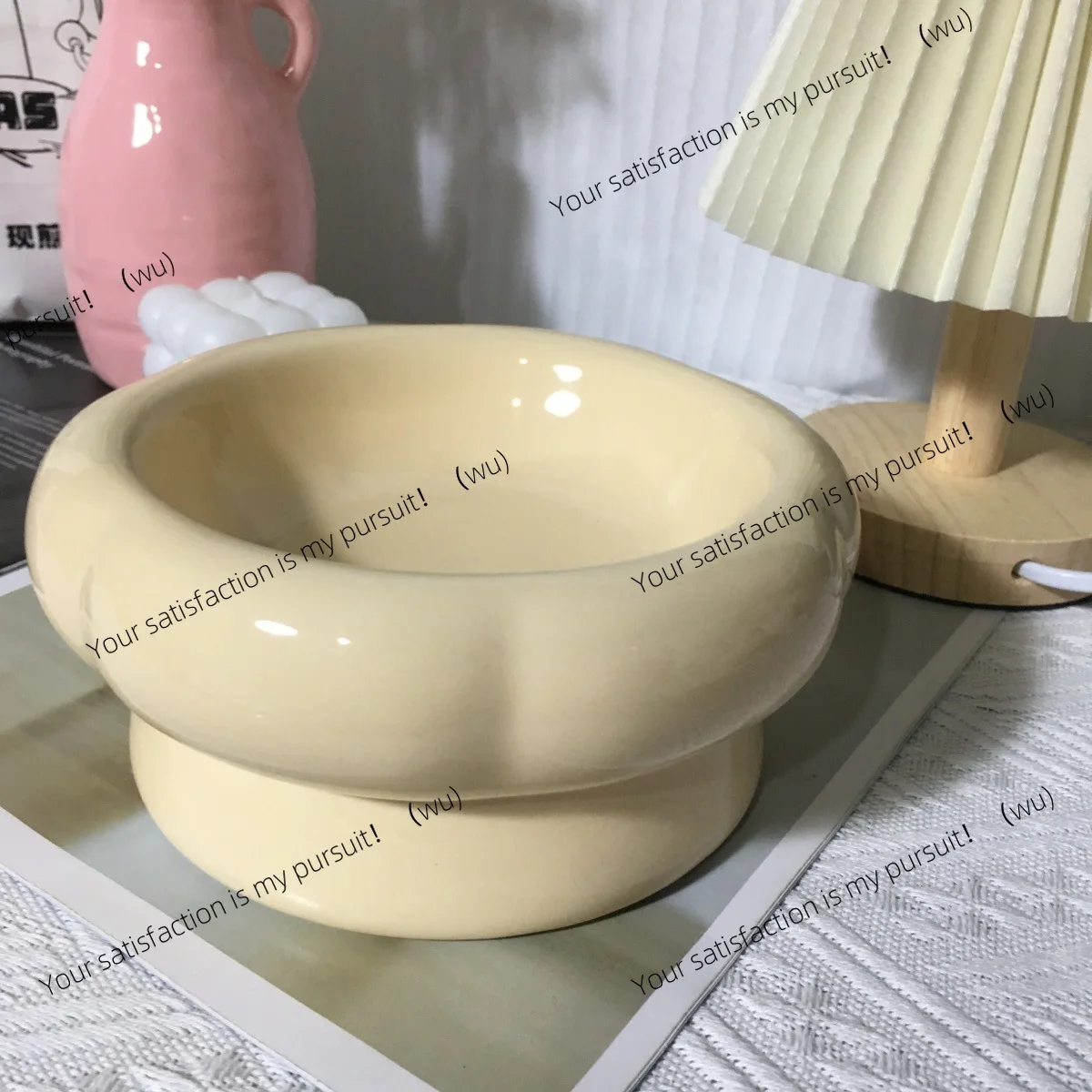 Tall ceramic pet food bowl cervical spine dog cat anti-black protection chin pet cat knock over caliber