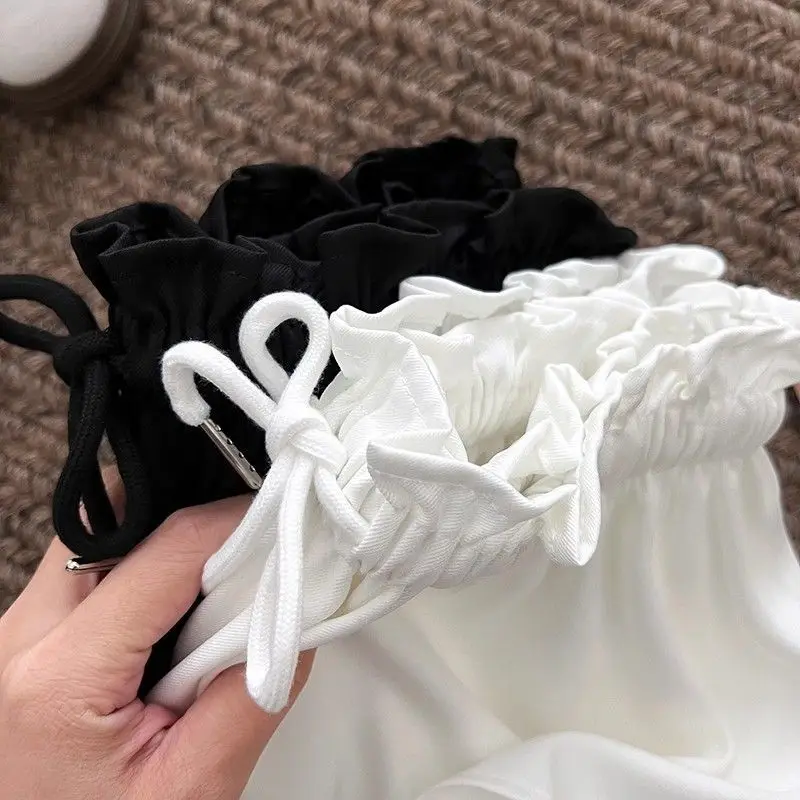 Süße Schwarz Mini Frauen Sommer Hohe Taille Puffy Shorts Rock Weibliche Y2k Casual Vielseitig Elastische Taille Streetwear Faldas Mujer