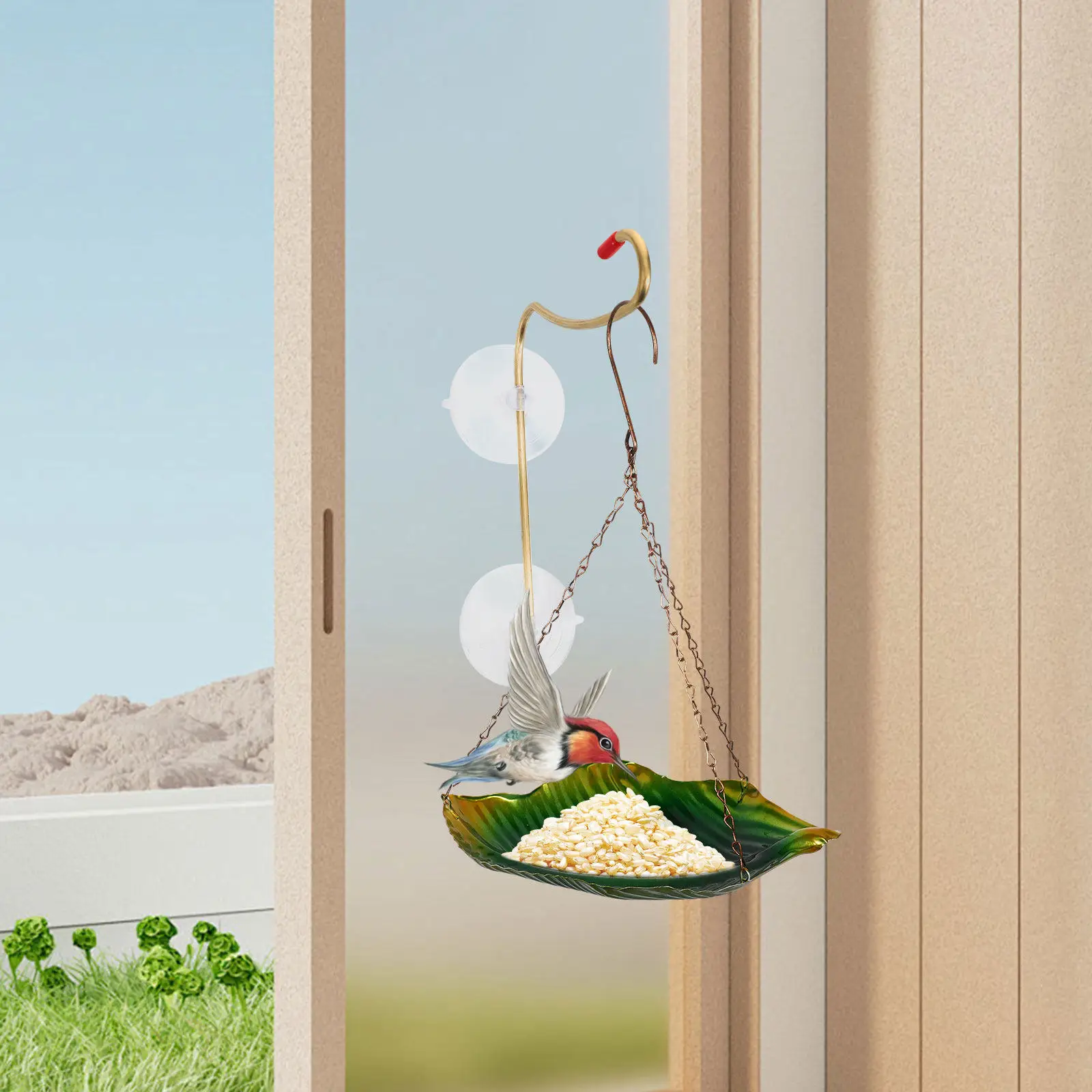 Exquisite Copper Window Hook Bird Feeder Hanger Hanging Bracket for Hummingbird Feeder Suction Mount Decorative Outdoor Window