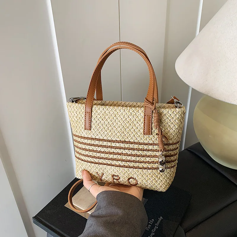 

Дизайнерская тканая большая сумка 2025 года для женщин, просторная регулируемая сумка через плечо, богемный пляжный кошелек на плечо, незаменимый для отпуска