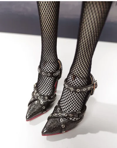 D09-P851 ręcznie robione zabawki dla dzieci 1/4 DFH MSD MDD buty dla lalek bjd czerwono-czarne szpiczaste buty na wysokim obcasie 1 para