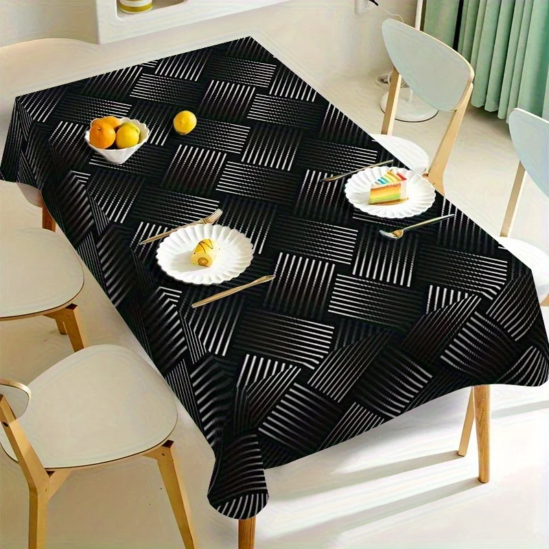 One artistic geometric line tablecloth, illuminating the fashionable corner of the dining room, suitable for home usezyc