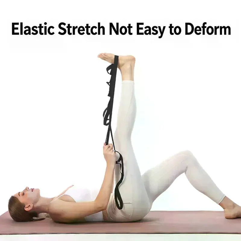 1Pcs Non Elastic Yoga Stretching Strap Multi Loops Adjustable Assist Band For Fitness Leg Stretch Physical Therapy Training
