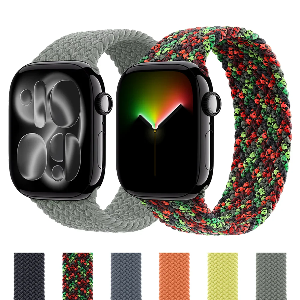 Bracelet tressé Black Unity pour Apple Watch Ultra 3 49 mm, 44 mm, 41 mm, 40 mm, 42 mm, 46 mm, 45 mm, Correa iWatch séries 11, SE3, 10, 9, 8, 2