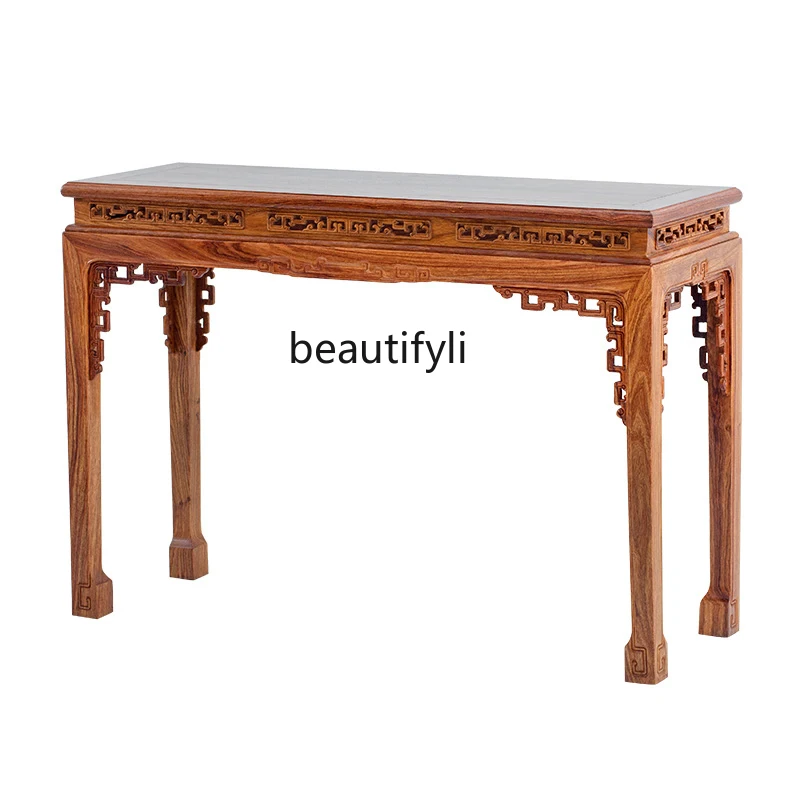 

Rosewood Furniture Pterocarpus Erinaceus Poir. Carved Flat Long Narrow Table Chinese Solid Wood Rosewood Middle Hall Altar