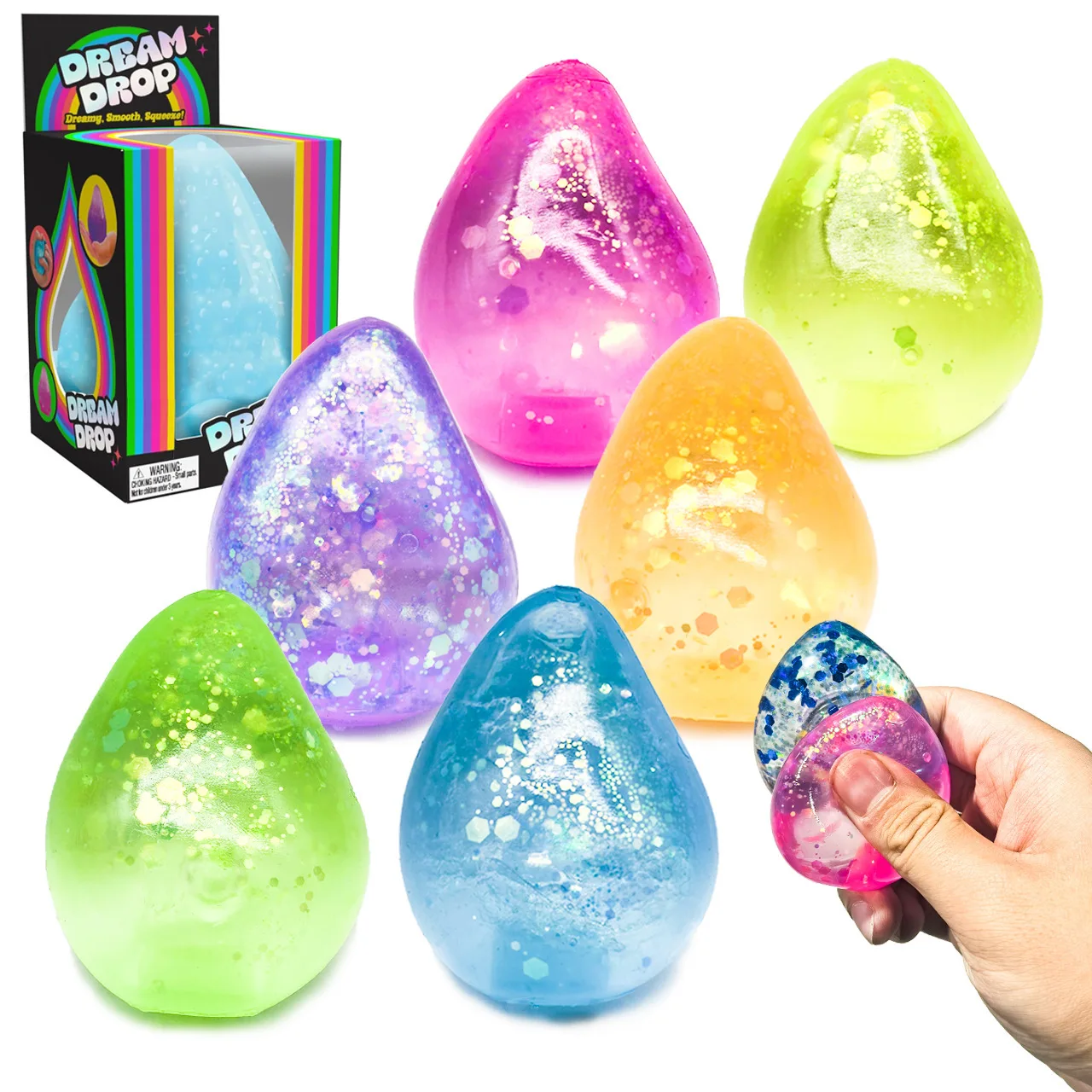 Glitter Stress Balls - Colorful Crystal Simulated Water Drop Fidget Toys, Valentines Day Gifts For Kids Classroom, Malt Sugar Glitter Squeeze Balls, Valentine Exchange Supplies, Party Favors, Christmas Gifts, Classroom Rewards.