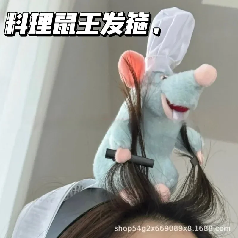 ديزني بيكسار أنيمي راتاتوي هيرباند Kawaii الكرتون أفخم دمية عقال لطيف ريمي أفخم دمية دبوس الشعر غطاء الرأس زوجين هدية