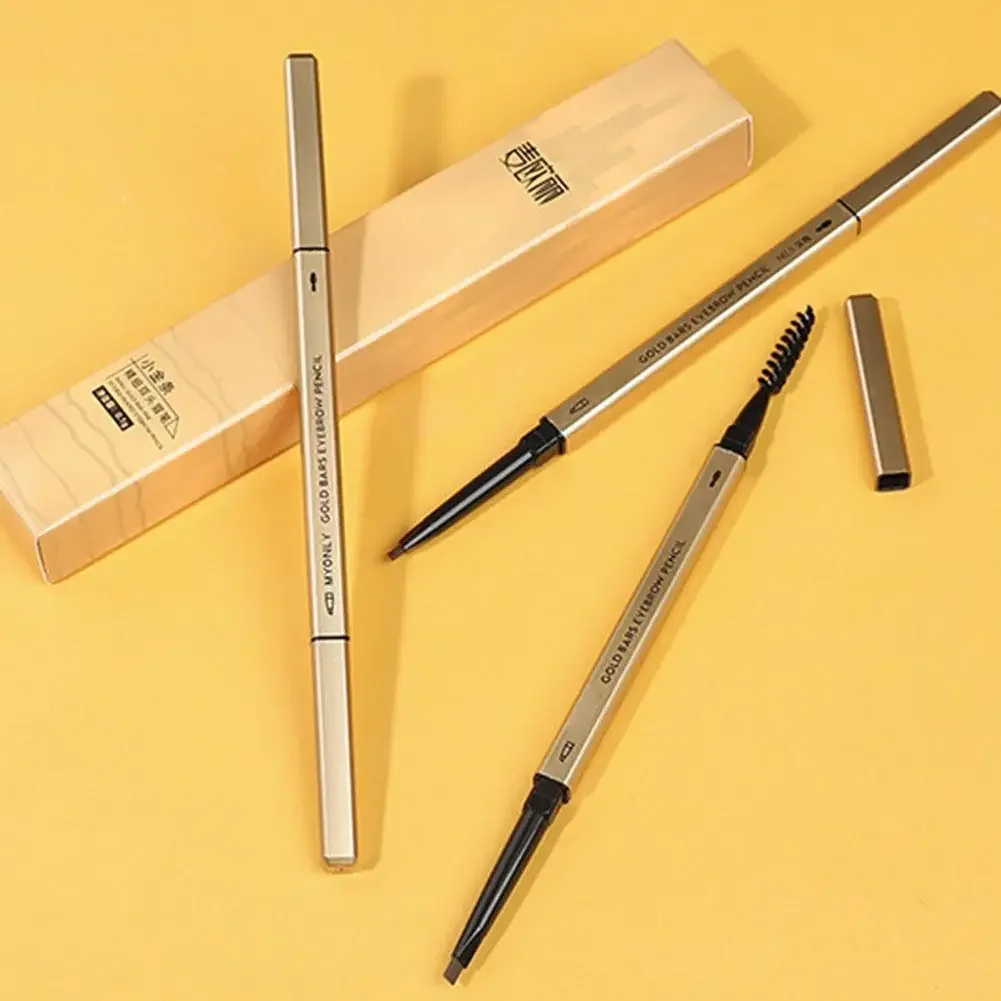 Crayon à sourcils naturel 5 couleurs marron Double tête longue durée étanche Ultra fin stylo à sourcils luxe or cosmétique