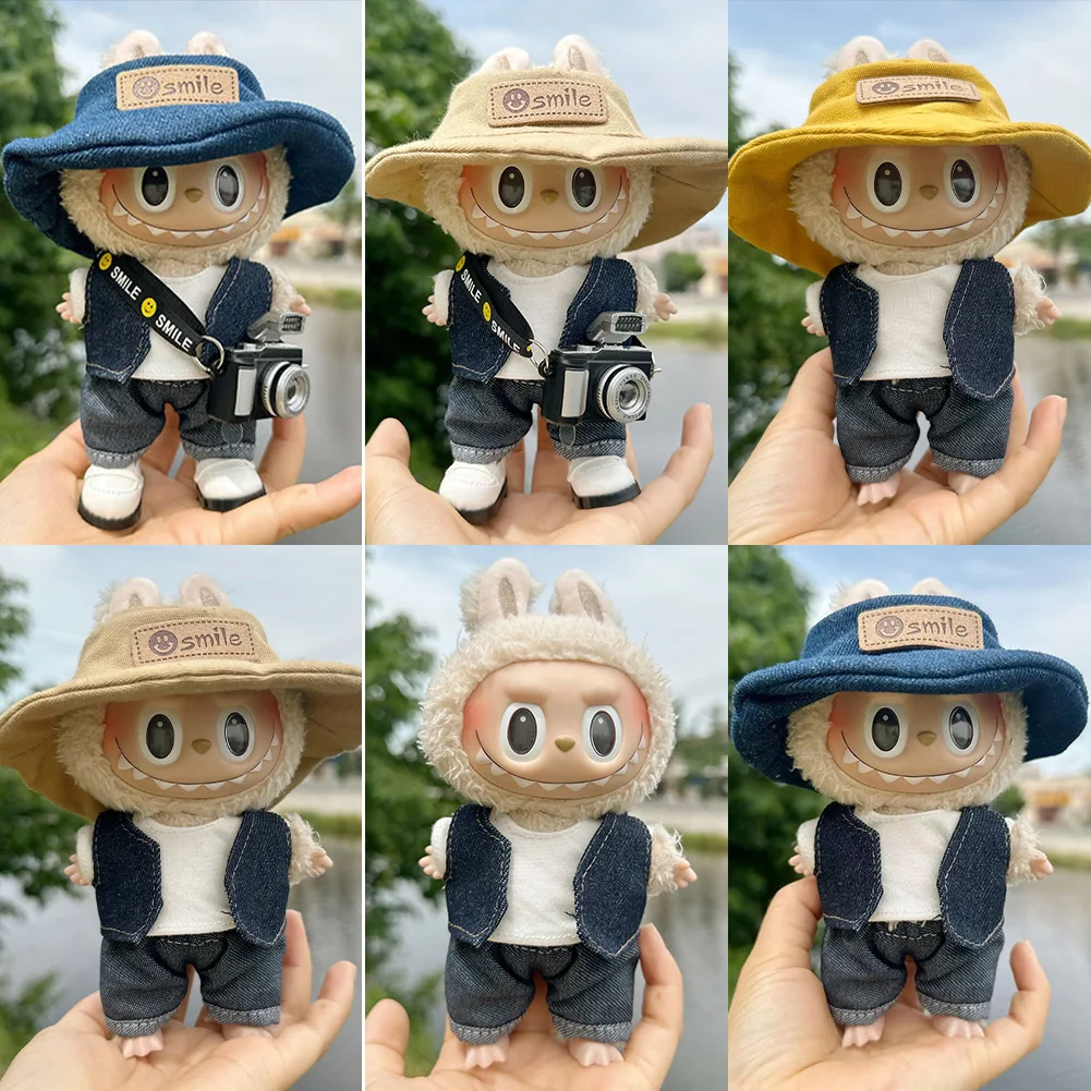 17cm Cute Mini Clothes Plush Hoodie Dolls Jumpsuit Clothing Fans Overalls No Doll Accessories for Korea Kpop Exo Labubu Idol