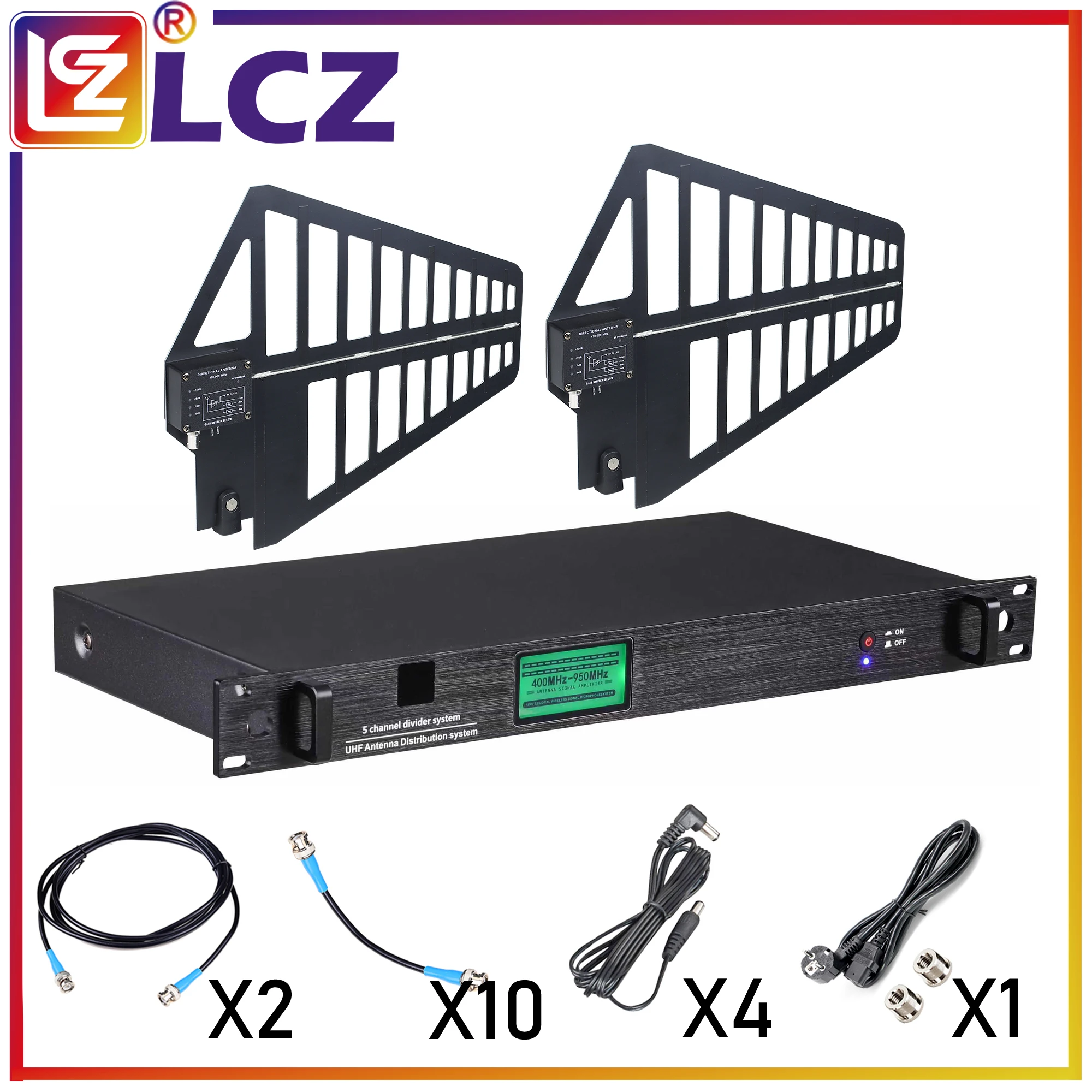 LCZ UA760-85 sistema di distribuzione dell'antenna 400-950MHz amplificatore di segnale RF a 5 canali amplificatore di segnale per microfono Wireless
