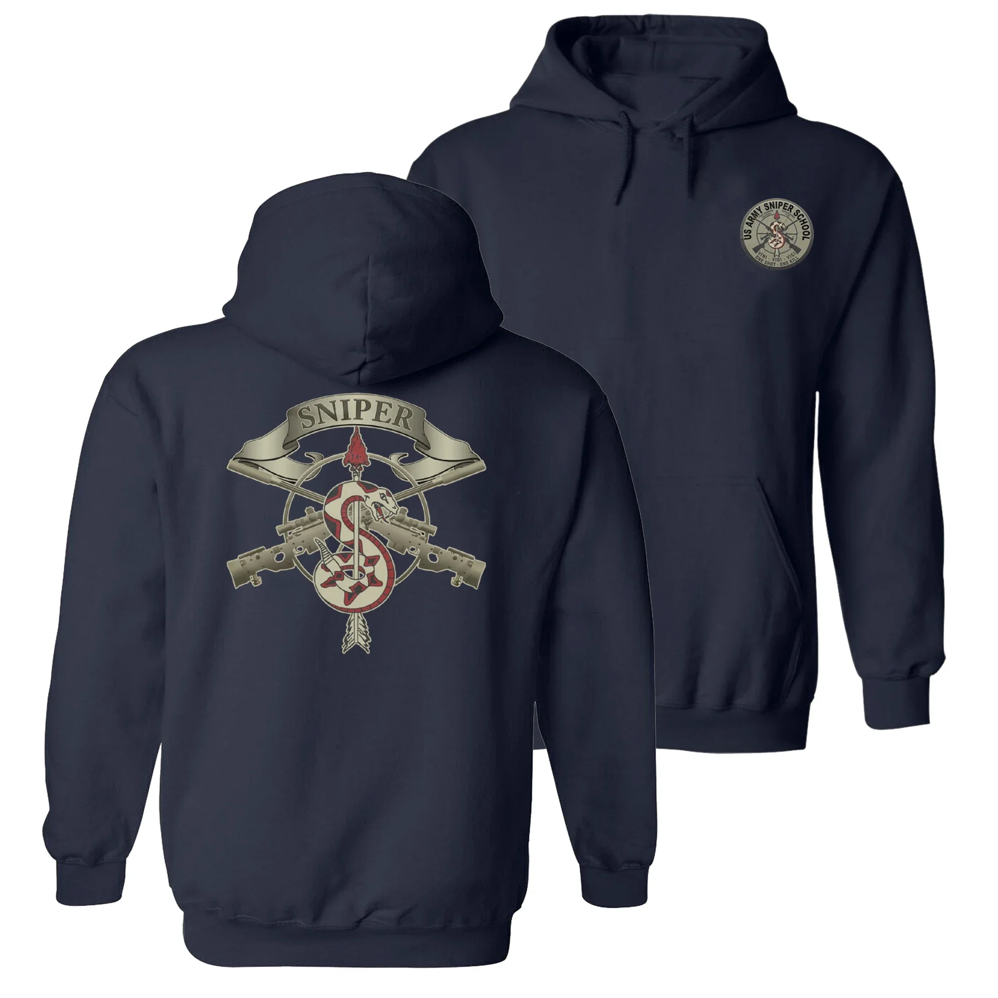 US Army Sniper School Marksman Insignia Pullover Hoodie 100% Cotton Comfortable Casual Mens Sweatshirts Military Streetwear
