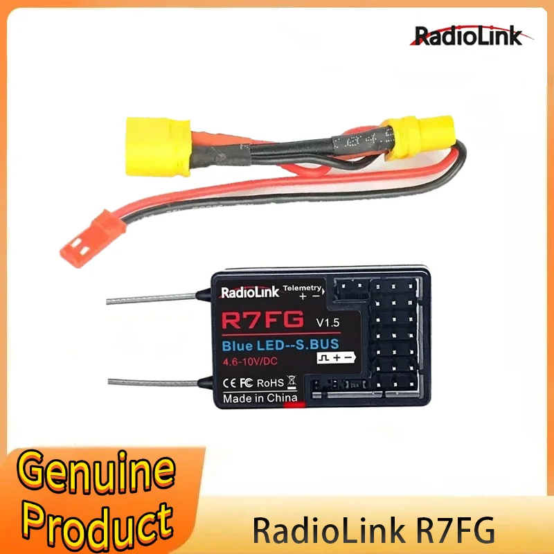 RadioLink R7FG 2.4GHz 7CH Dual Antenna Receiver HV W/ Gyro for RC6GS RC Transmitter RC Car Drone RC Parts