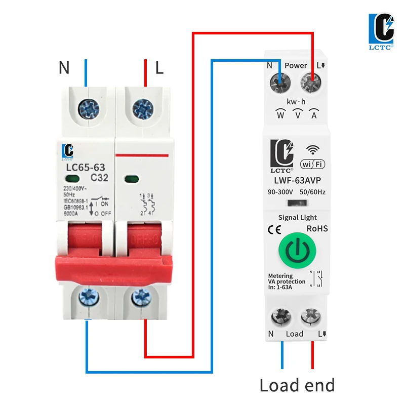 Tuya WiFi Smart Circuit Breaker 1-63A Adjustable Power Energy kWh Voltage Current Meter Protector Voice Remote Control Switch
