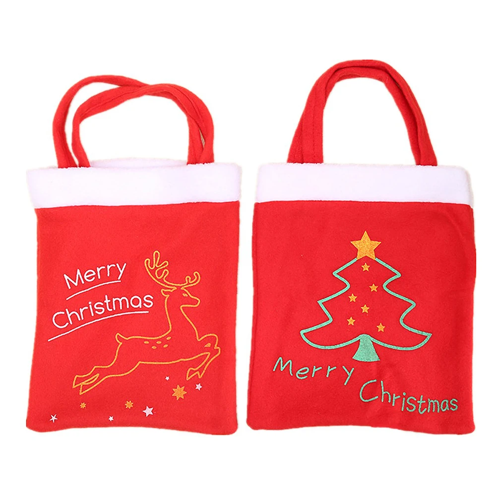 

2 pcs Christmas Drawstring Portable Gift Bags Packaging Tote Storage Festive Elk Pattern Portable Bags