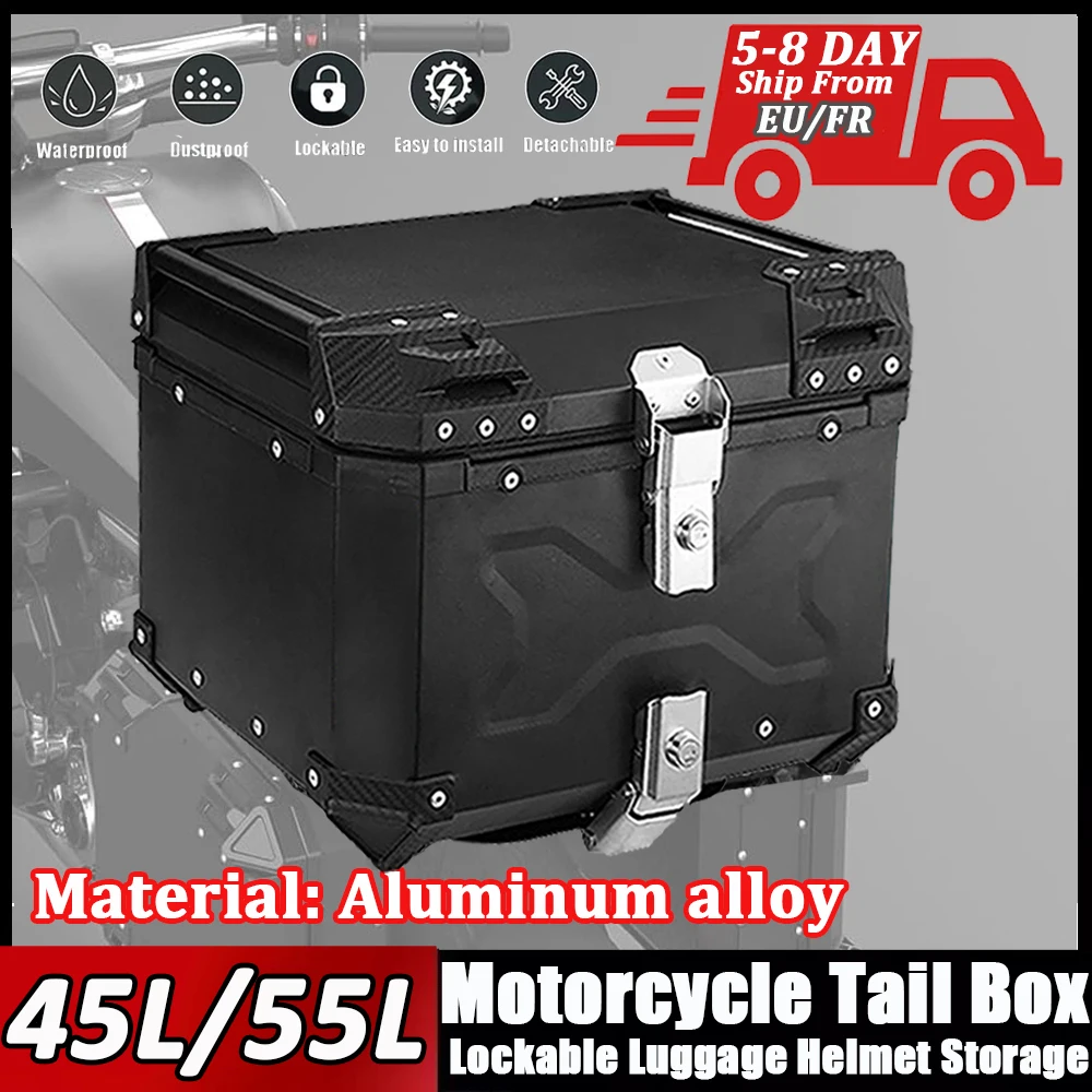 Nieuwe Motorhelm Doos Aluminium Kofferbak Staart Doos Waterdichte Top Achter Bagage Opslag Tool Cases Lock Kofferbak Voor YAMAHA Honda BMW - afbeelding 2