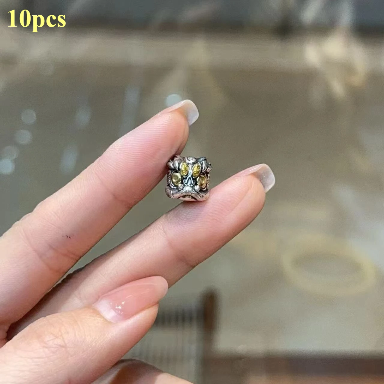 10pcs 10x11mmTibetan brass lion head DIY craft accessories Buddhist prayer beads jewelry phone bracelets bag necklace components