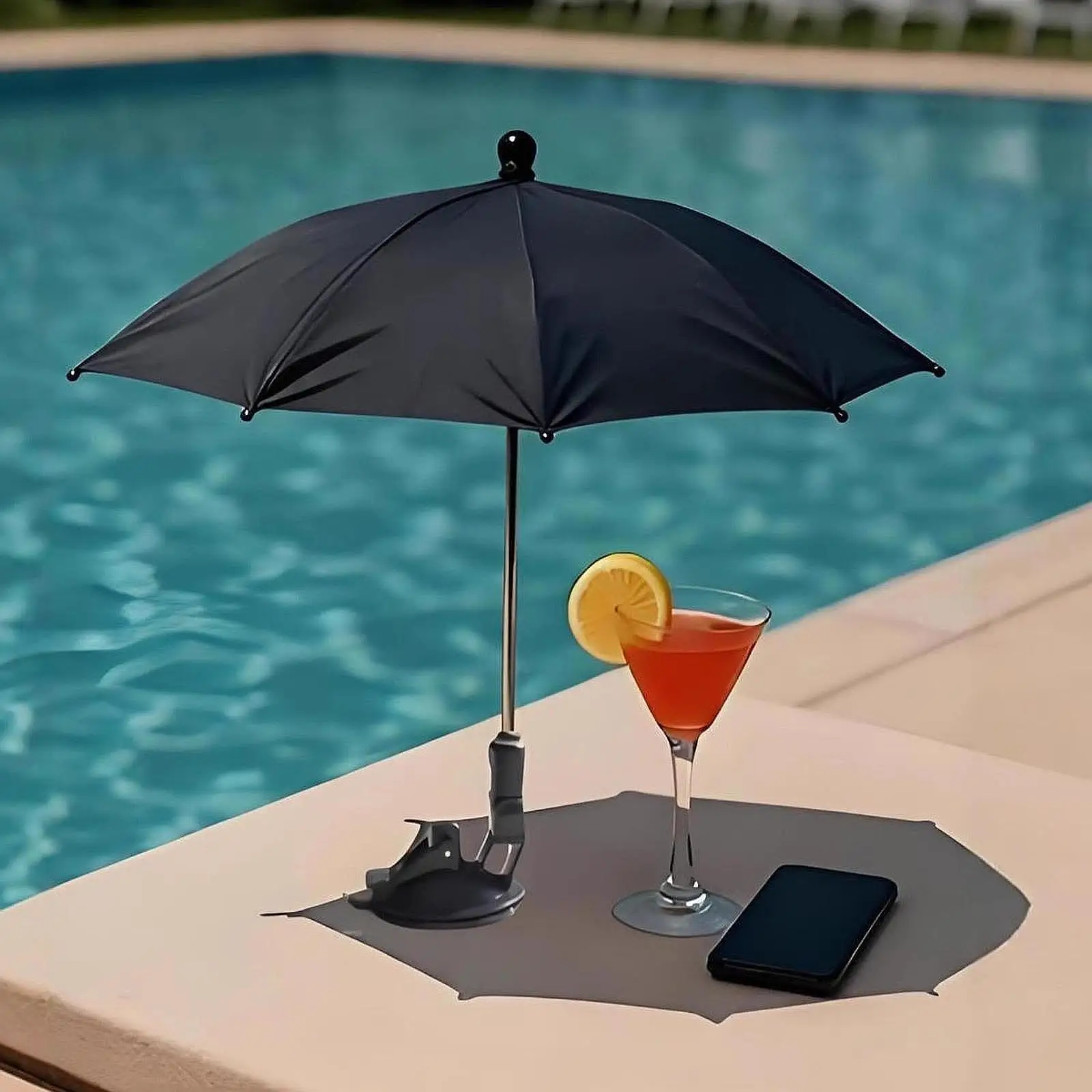 Sun Shade Umbrella Black Replace Stable Camping Gifts Pool Beach Sturdy Picnic Prevent Overheated Phone Accessories with Base