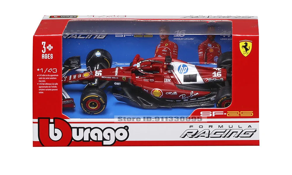 Bburago 1:43 F1 2025 Scuderia Ferrari HP SF25 # 16 Charles Leclerc # 44 Lewis Hamilton Legierungsmodellauto Druckguss-Modellspielzeug – Detail 6