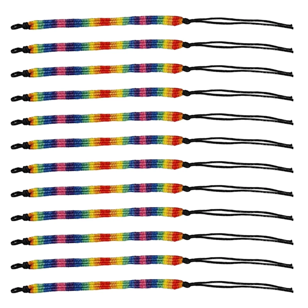 12 Pcs Rainbow Braided Bracelet Friendship Jewelry Adjustable Woven Pride Colorful Rope