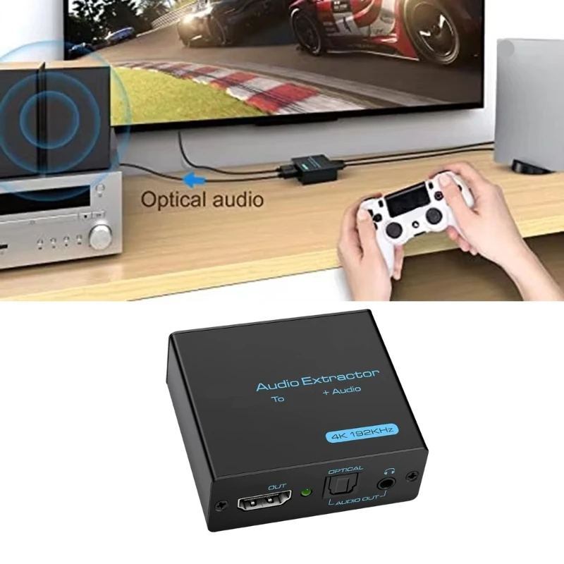 

HDTV Sound Extractor Sound Converter 3.5mm Left Right Sound Out 4K Sound F19E