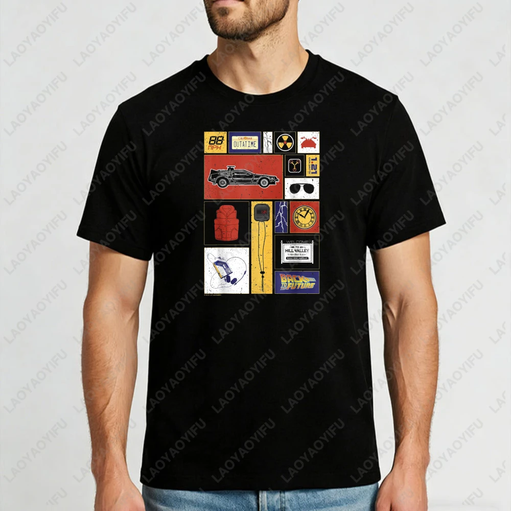 

Back to The Future 35th Anniversary Icon Unisex Cotton T-Shirt Casual Streetwear Summer Fashion Trendy Graphic Tee Men Women