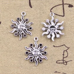 20pcs Charms Sun Sunlight Sunshine 24x18mm Antique Silver Color Pendants DIY Crafts Making Findings Handmade Tibetan Jewelry