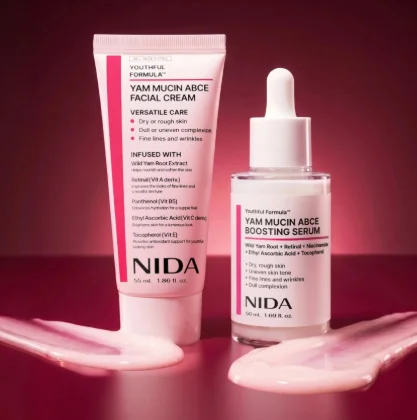 NIDA Yam Mucin ABCE Boosting Bundle Retinal Niacinamide Serum Panthenol Youthful Formula Cream Korea Brand Nourish Face Care Set