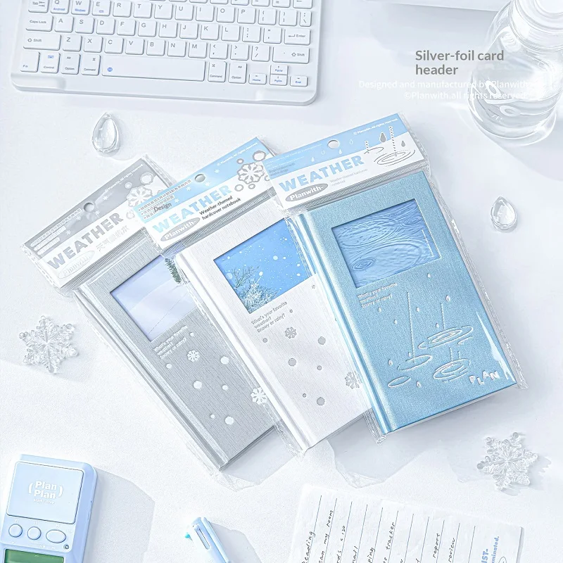 Planwith Window Hardcover Planner Notebook Saddle-Stitched 100gsm Paper 56 Pages Monthly Plan Rain Snow Creative Manual Handbook