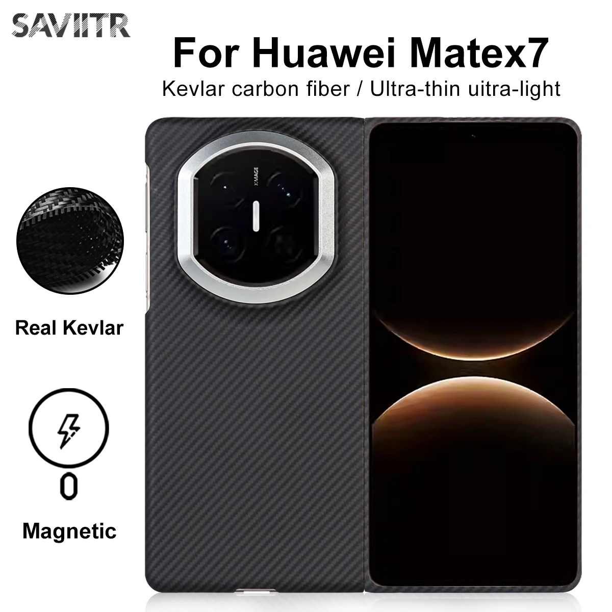 

Чехол SAVIITR для Huawei Matex7, Magsafe, чехол из углеродного волокна с беспроводной зарядкой для Huawei Matex7, защитный чехол с металлическими линзами