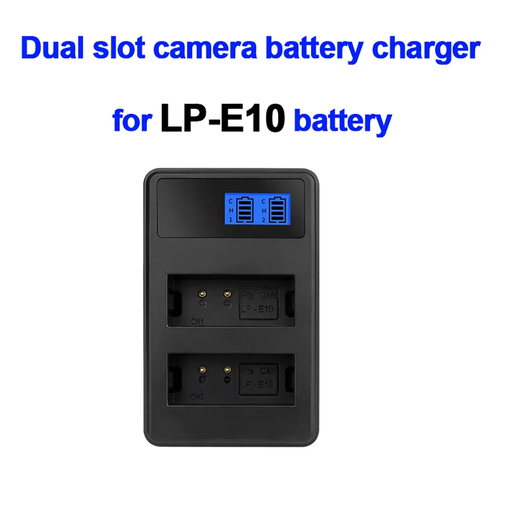 LP-E10 Dual LCD Camera Battery Charger For Canon EOS Rebel T3 T5 T6 T7 1200D 1300D 1500D 2000D 3000D Kiss X50 X70