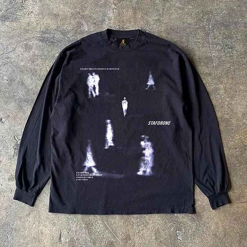 Long Sleeve 310 Pure Cotton Men's T-Shirt Upward Hero Non-Light American Style Couple's T-Shirt Youth Loose Fit Printed Tee