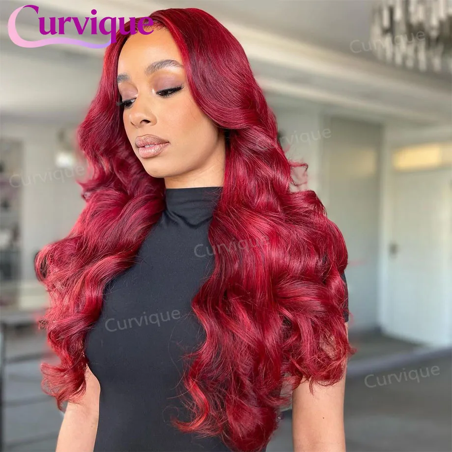 

Colored Burgundy 13x6 Hd Lace Frontal Human Hair Wig 99J Body Wave Human Hair Wigs 220 Density 13x4 Lace Front Wig For Women
