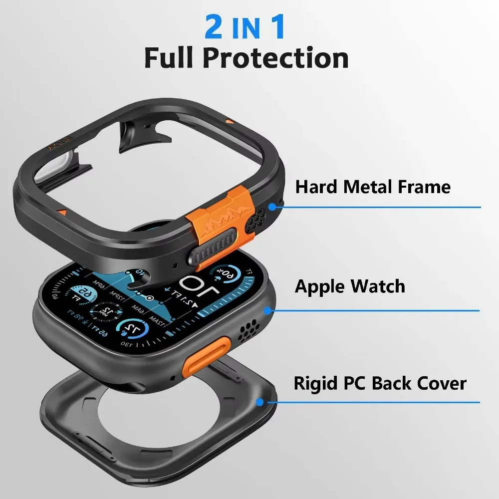 Custodia da uomo in metallo per Apple Watch Ultra 49mm Custodia serie 10 46mm Cover in lega di alluminio per iWatch S10 46mm Telaio protettivo per paraurti