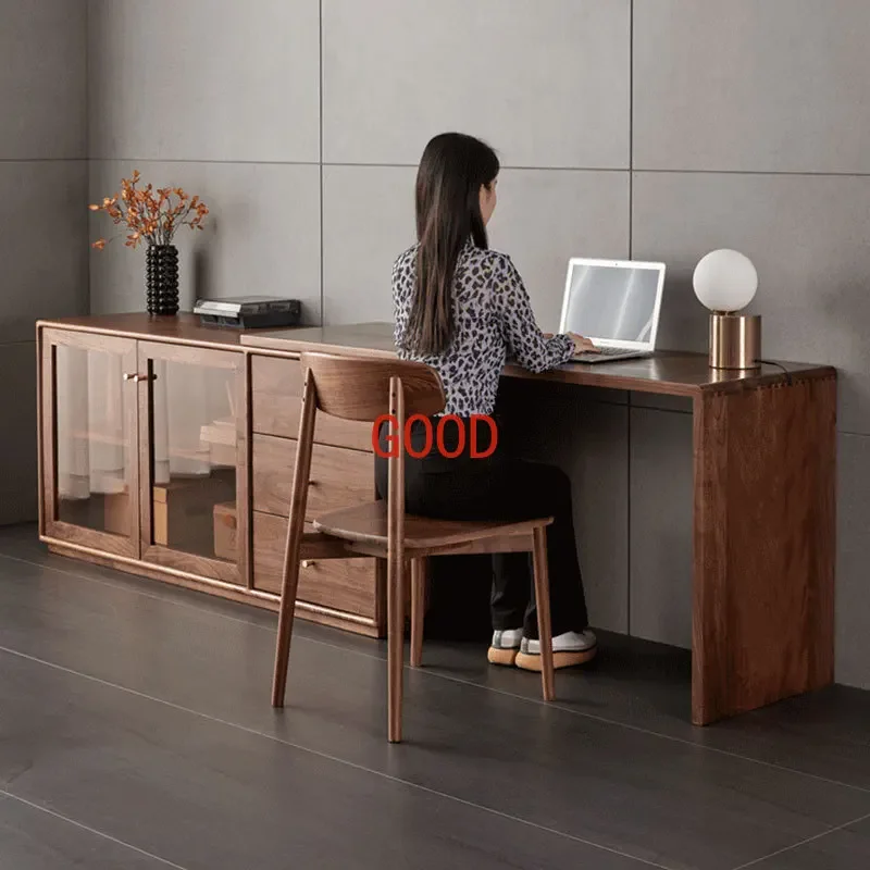 Nordic Black Walnut Wooden Dressing Table Chest of Drawers Integrated Makeup Table Storage Cabinet Corner