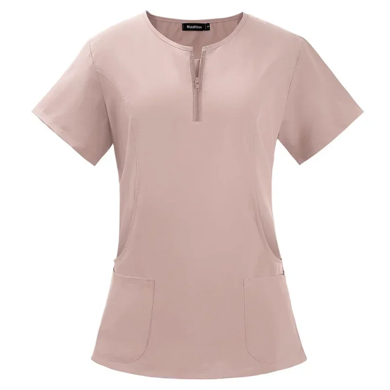 Medical Clinic Hospital Doctor Nursing Uniform V Neck Nurse Women's Casual Short Sleeve Clothing Tops Pharmacy Work