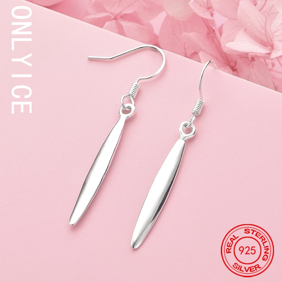 

Fine 925 Sterling Silver Long Earrings For Women Lady Christmas Gifts Fashion Street All-Match Jewelry Girl Wedding Party