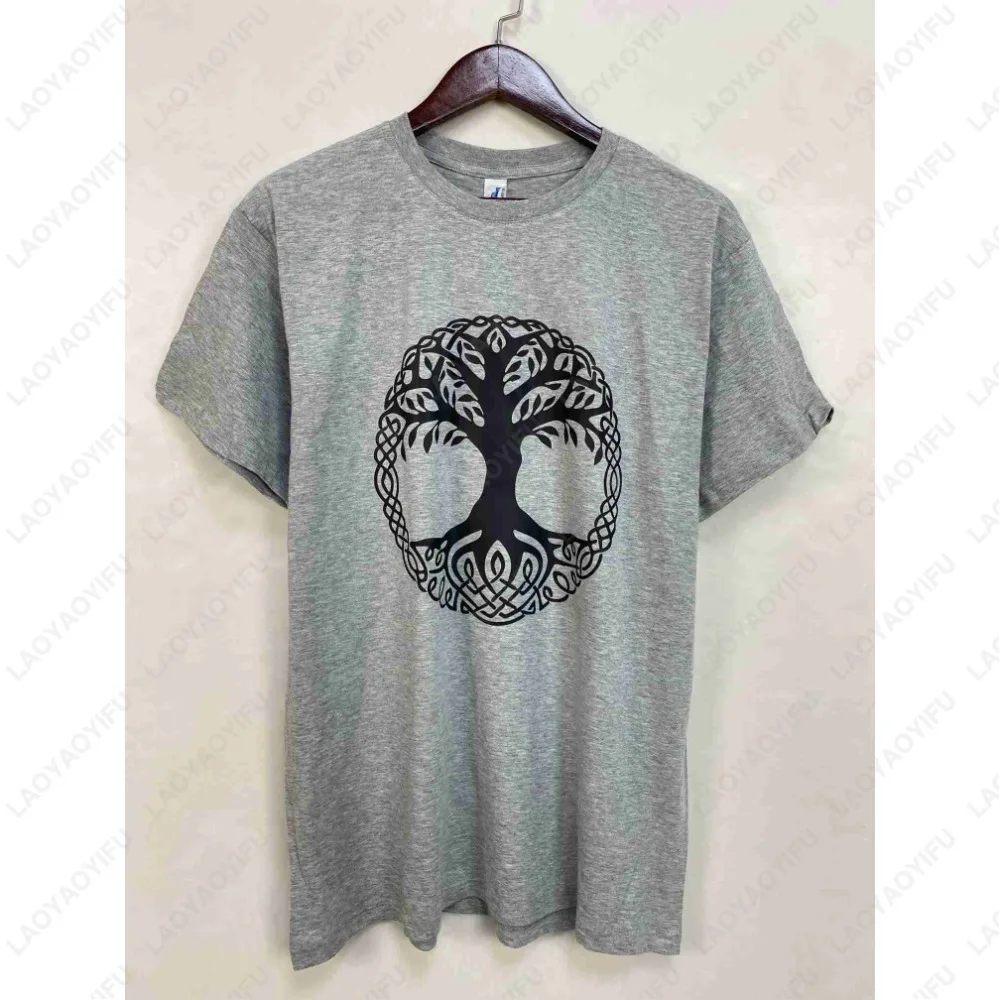 Yggdrasil Tree Cotton T-Shirt Tree of Life Celtic Tribal Tattoo Gift Oak King T Shirt Men\'s Outdoor Comfort Short Sleeve Tops