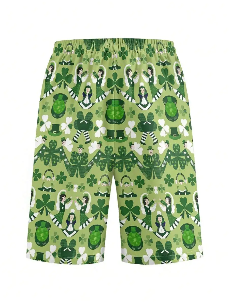 

St Patricks Day Print Polyester Shorts For Women Casual Holiday Outfit