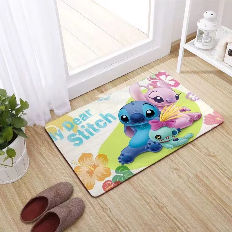 Disney Lilo and Stitch Cushion Anime tappetino antiscivolo Kawaii Cartoon Cashmere Stich Angel tappeti assorbenti soggiorno bagno