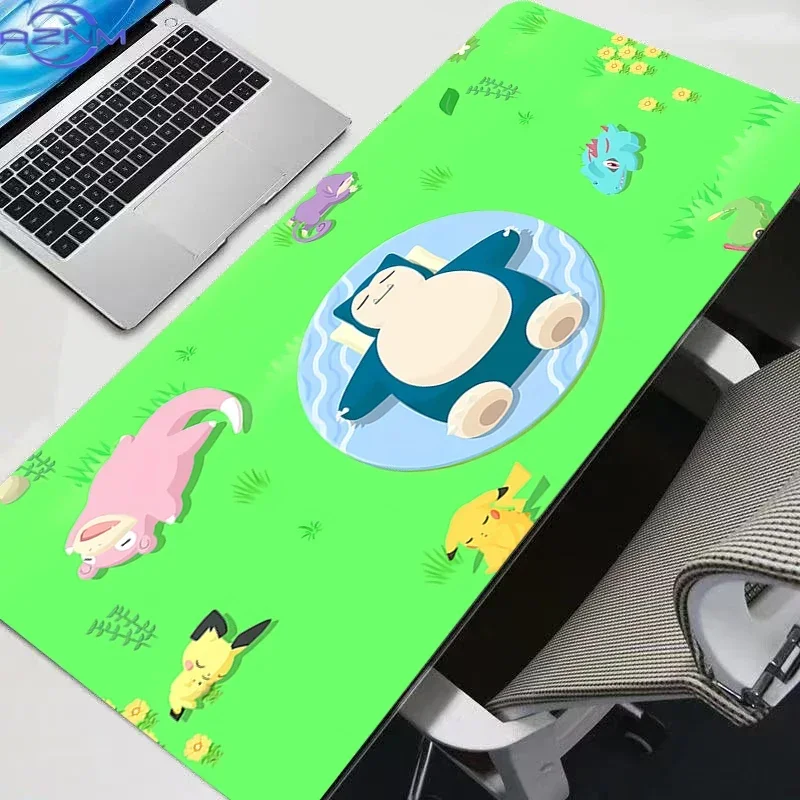 Snorlax Relaxing Pool Scene Large Mousepad, Rubber Non Slip Extended Gaming Desk Mat, Anime Cartoon Table Pad for Laptop Office