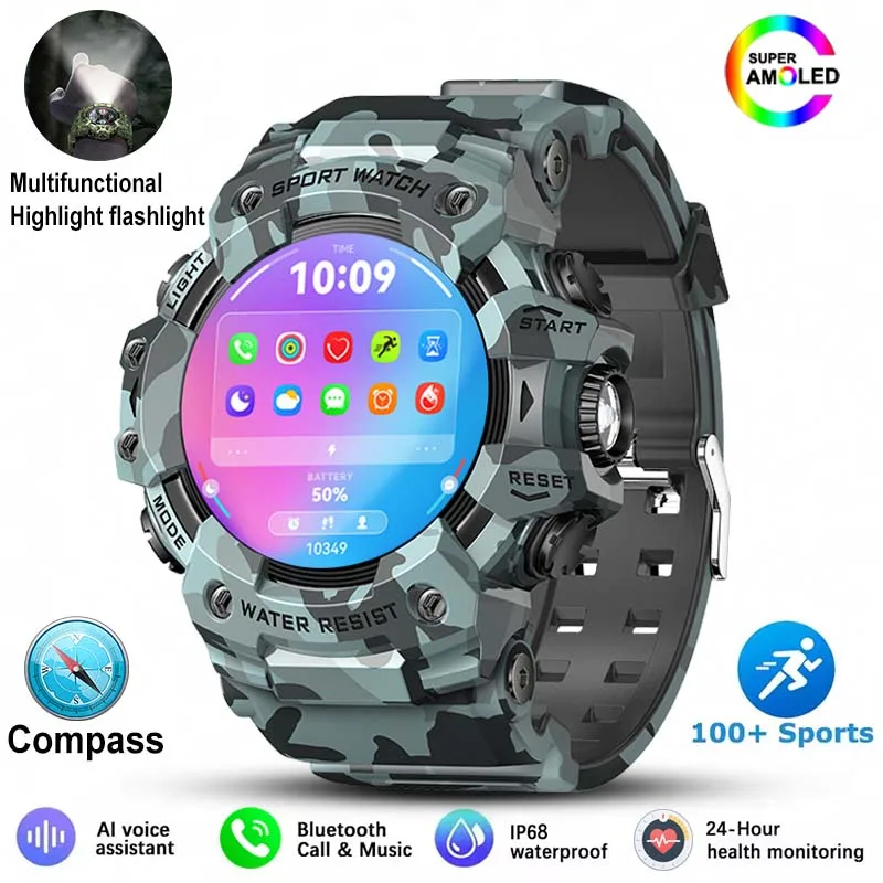 

Military Grade Active Edge Sports Smart Watch Men Outdoor Fitness Compass Heart Rate Bluetooth Call IP68 Waterproof Smartwatch