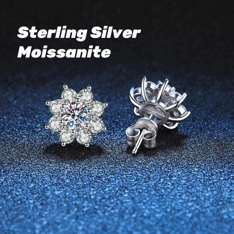 

Brilliant 0.5ct Moissanite Flower Stud Earrings in S925 Sterling Silver Dazzling Floral Design Elegant Women Sparkling Jewelry