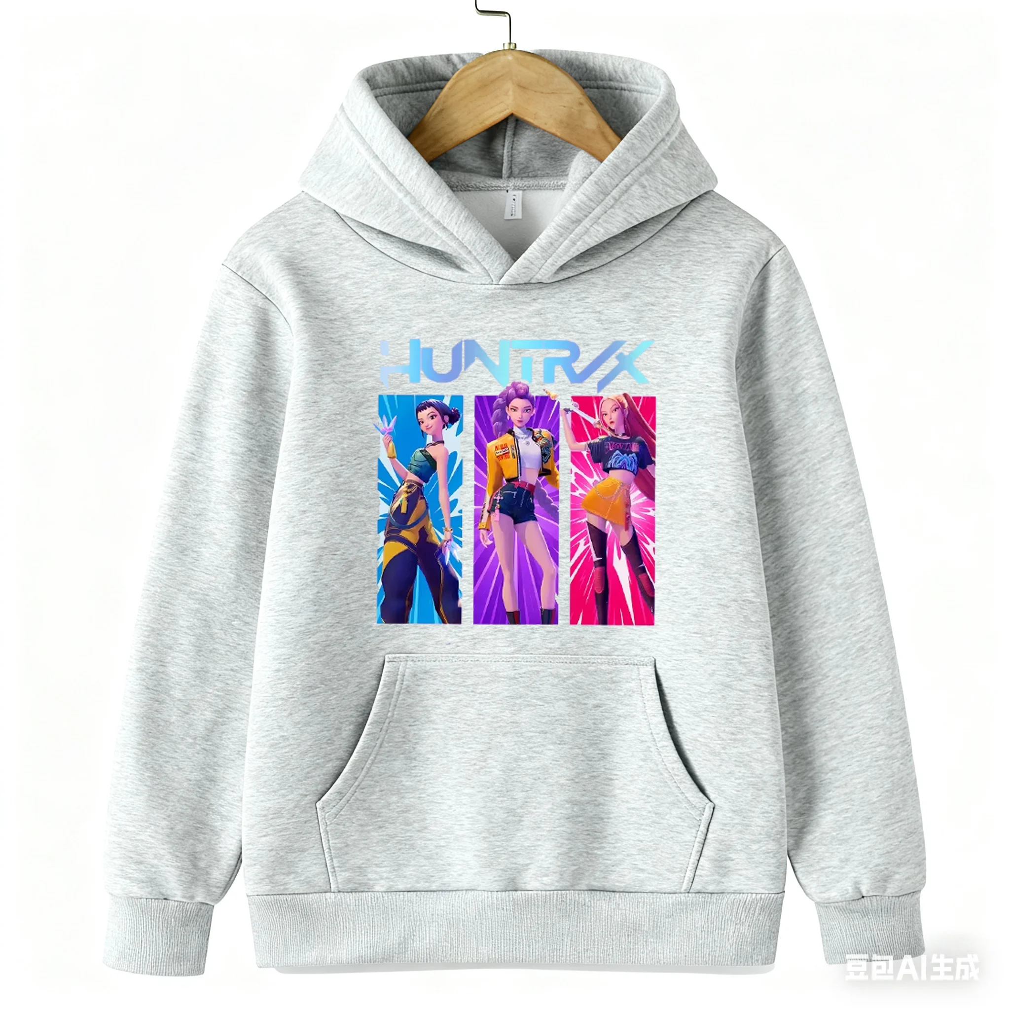 2026 جودة عالية الترويجية فتاة/الكبار شخصية كرتونية ملابس مطبوعة شيطان هنتر موضة عادية الخريف/الشتاء هوديي