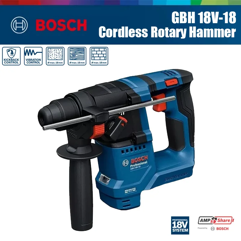 Bosch GBH 18V-18 Cordless Rotary Hammer 1.5J Impact Drill Hammer SDS PLUS Professional 18V Brushless Power Tools view 2