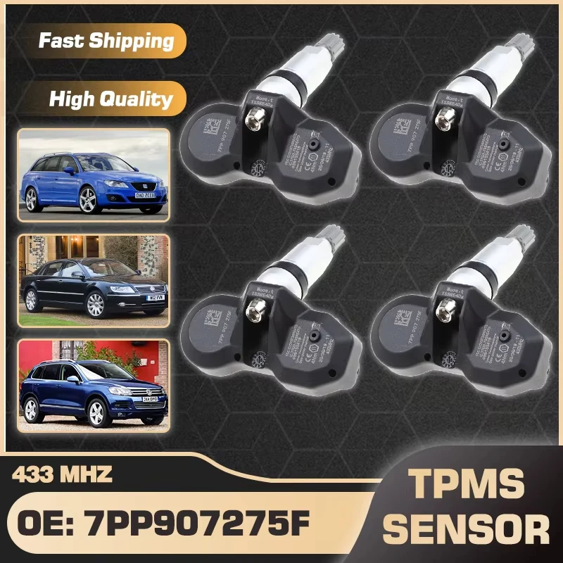 

4 шт. датчик давления в автомобильных шинах 7PP907275F 7PP907275B TPMS 433 МГц для Volkswagen Touareg Audi A4 A6 A8 Q7 R8 Porsche Panamera 911