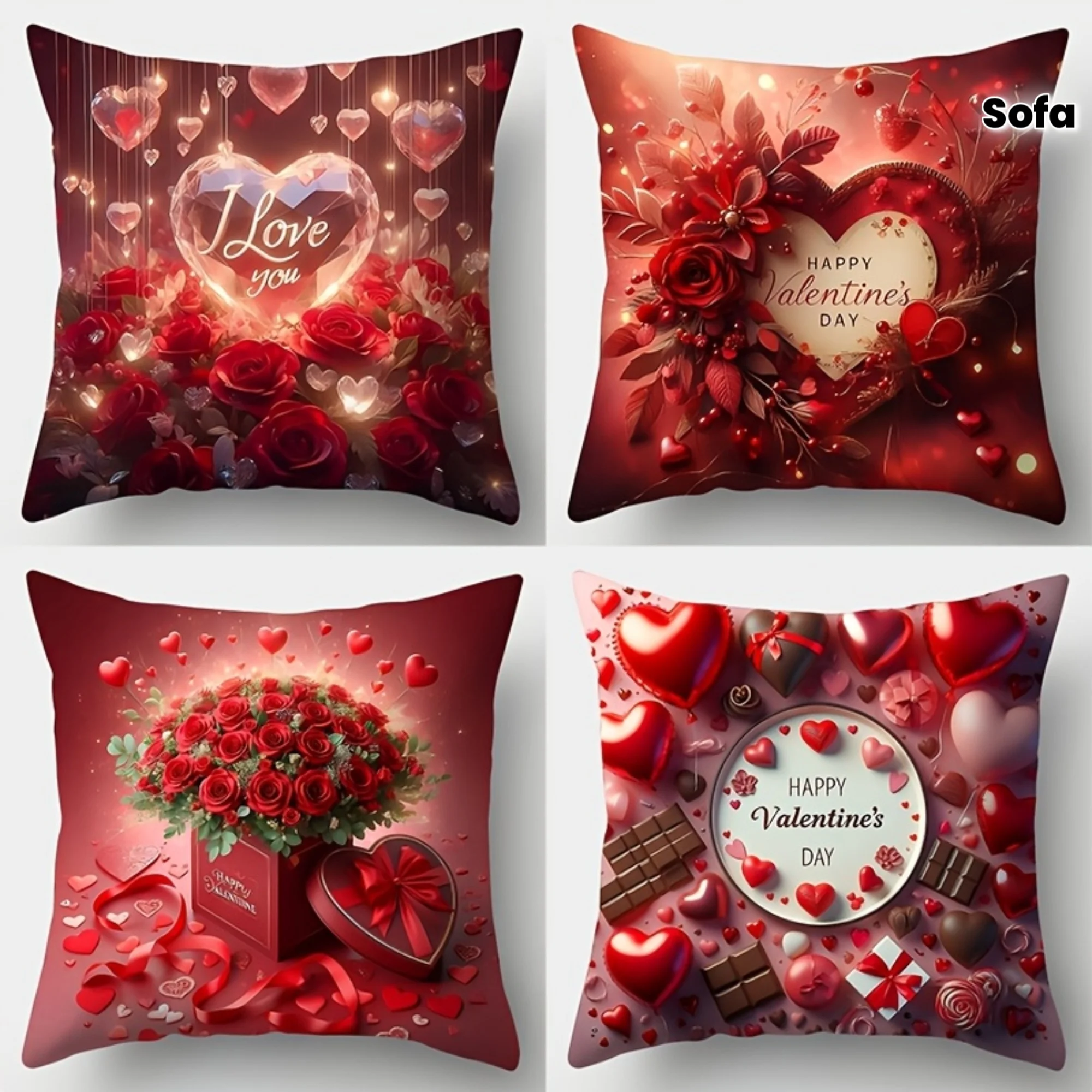 Romantic Valentine's Day Love Heart Pillow Covers Set for Bedroom Decor Gifts