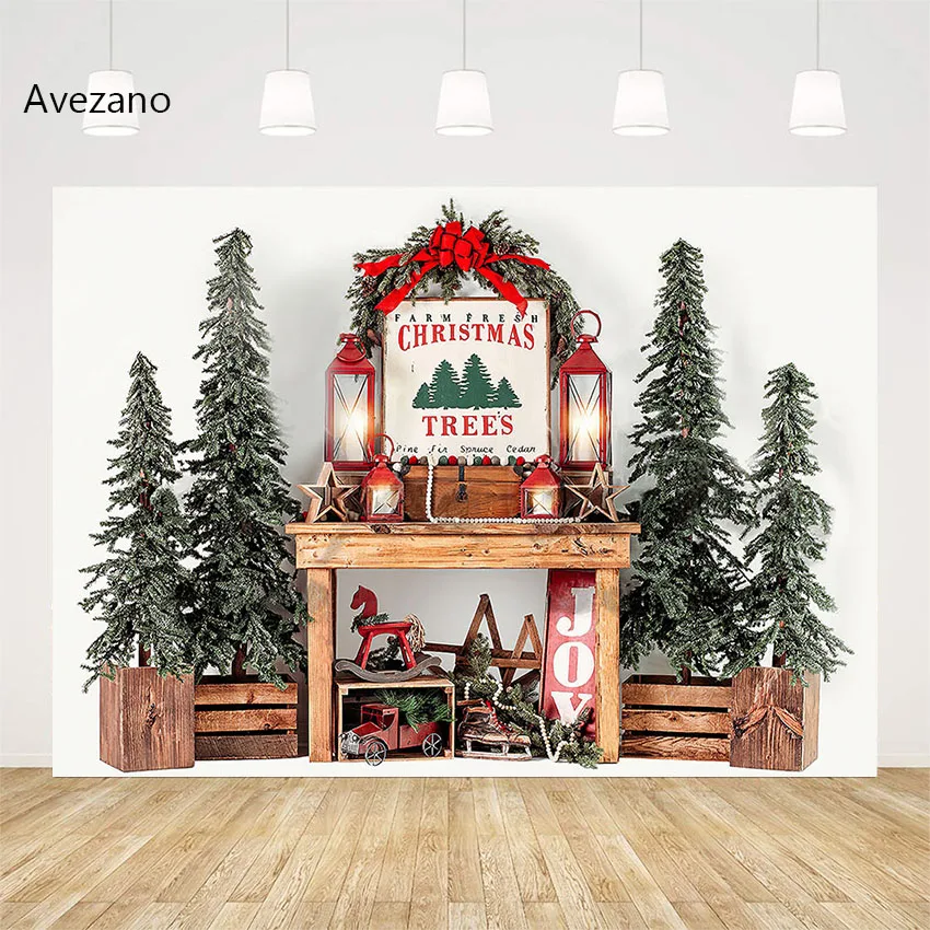 

Avezano Christmas Backdrops for Photography Farm Fresh Trees Family Holiday Portrait Decor Winter Background Photo Studio Props